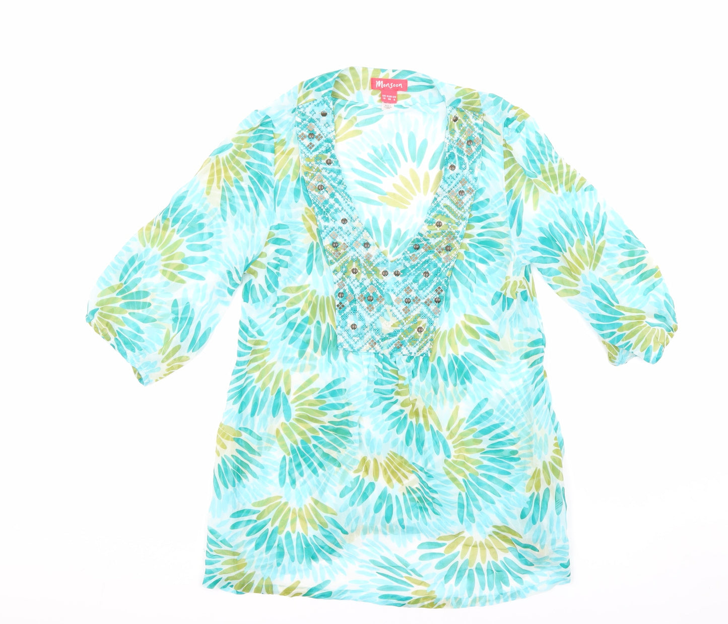 Womens UK Size 10 Monsoon Multicoloured Tunic Blouse