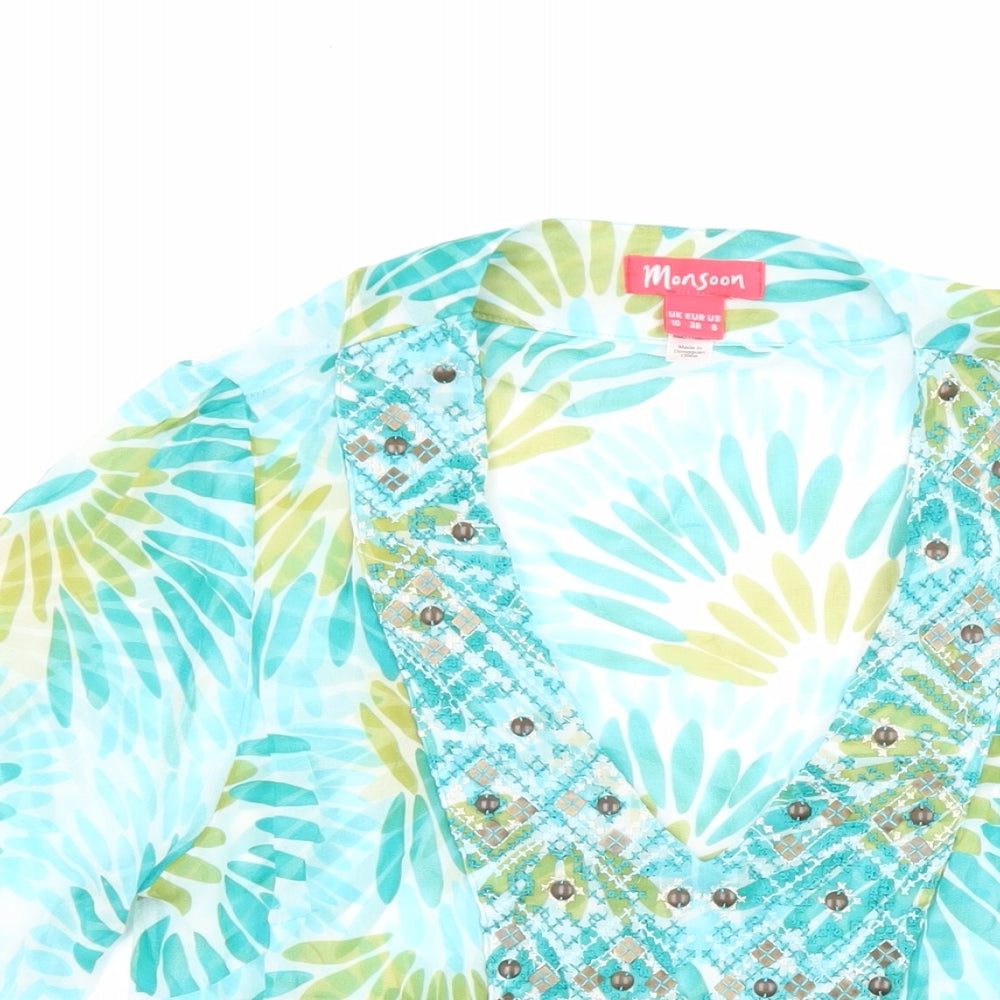 Womens UK Size 10 Monsoon Multicoloured Tunic Blouse