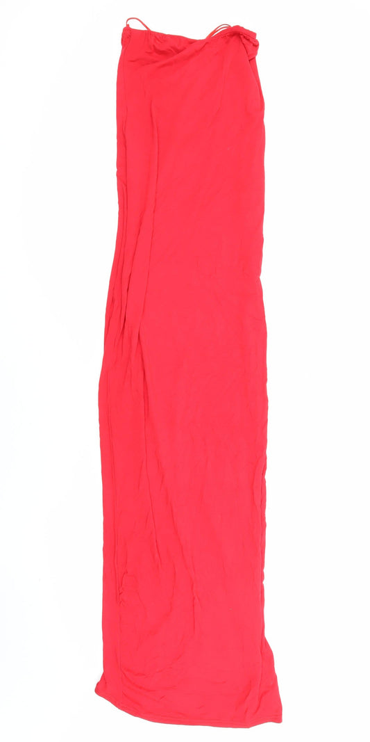 Misguided Womens Red Viscose Maxi Size S Off the Shoulder