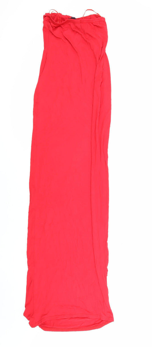 Misguided Womens Red Viscose Maxi Size S Off the Shoulder