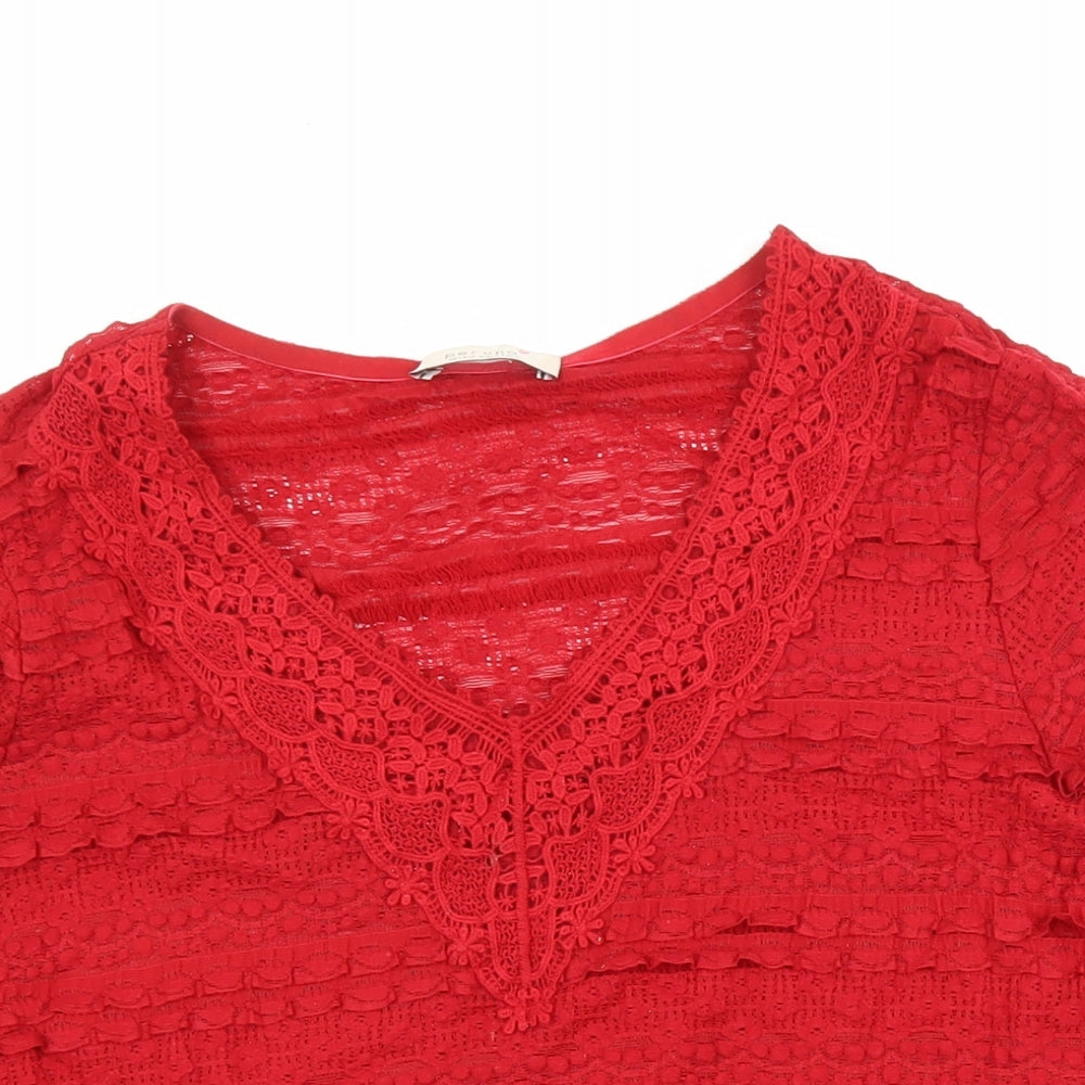 Womens UK Size M Per Una Red Tunic Blouse