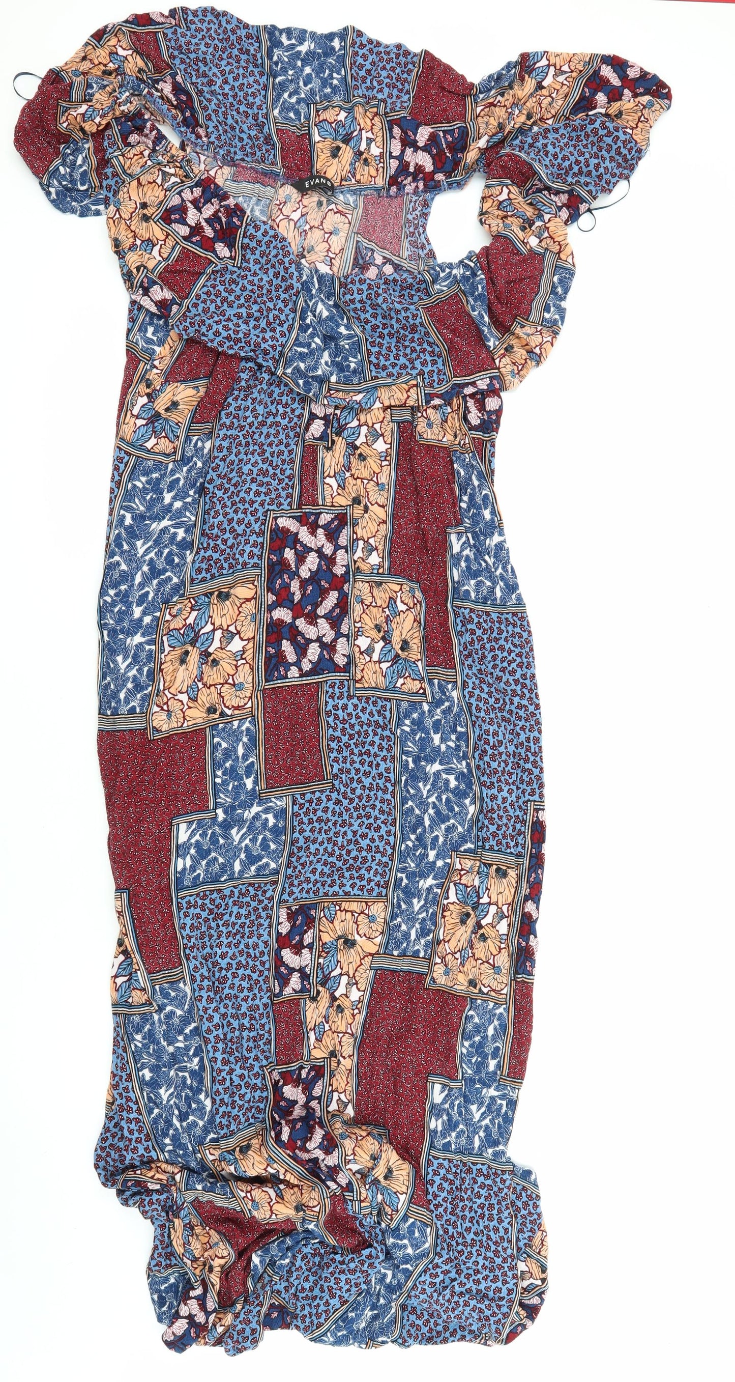 Evans Womens Multicoloured Geometric Viscose Kaftan Size 20 Off the Shoulder