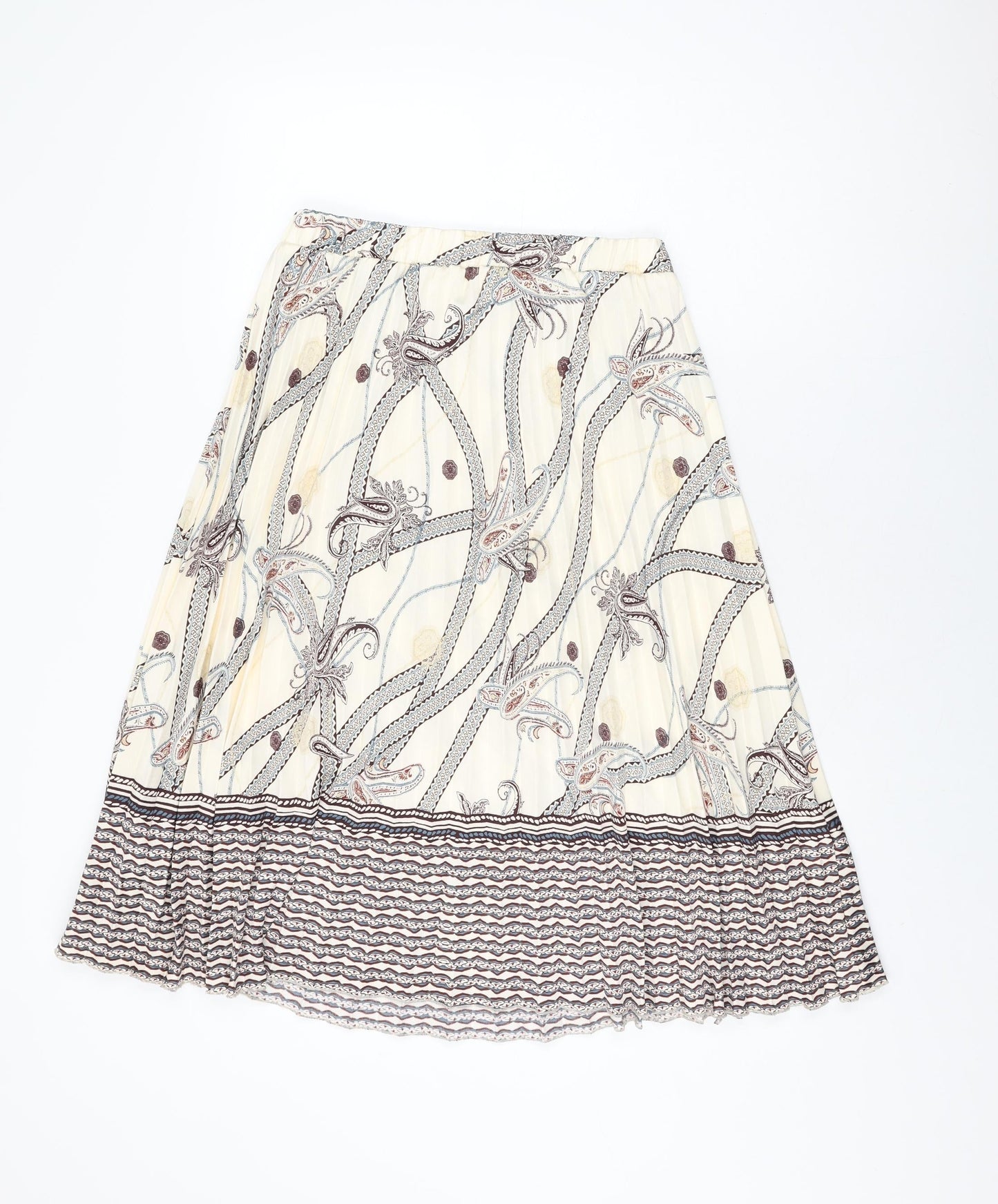 H&M Womens Ivory Geometric Polyester Swing Skirt Size 12