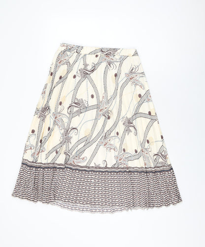 H&M Womens Ivory Geometric Polyester Swing Skirt Size 12