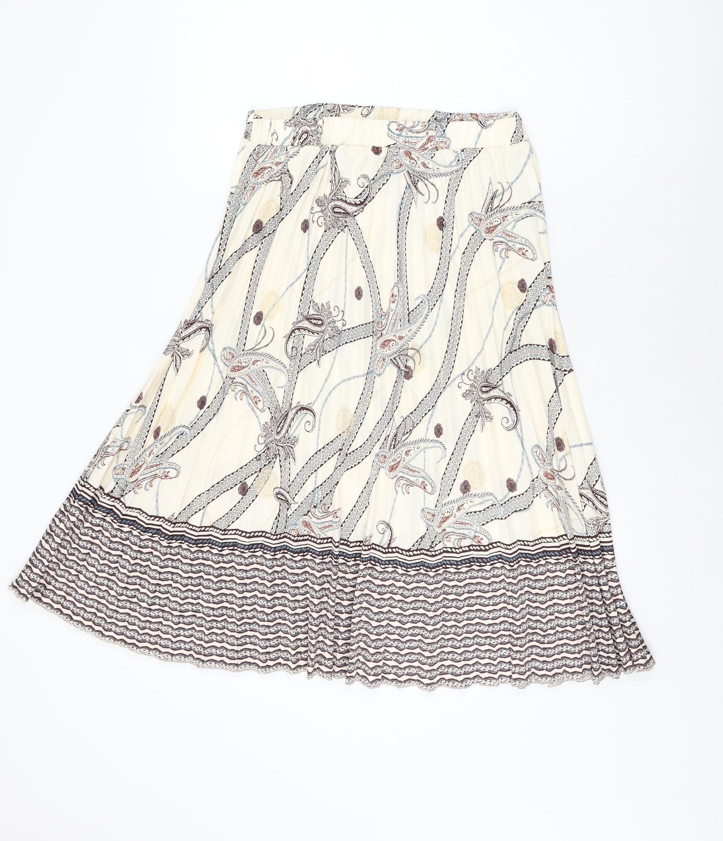 H&M Womens Ivory Geometric Polyester Swing Skirt Size 12