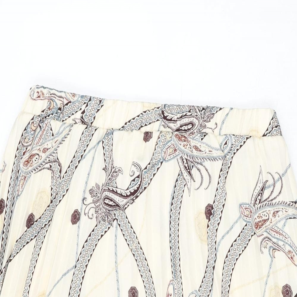 H&M Womens Ivory Geometric Polyester Swing Skirt Size 12