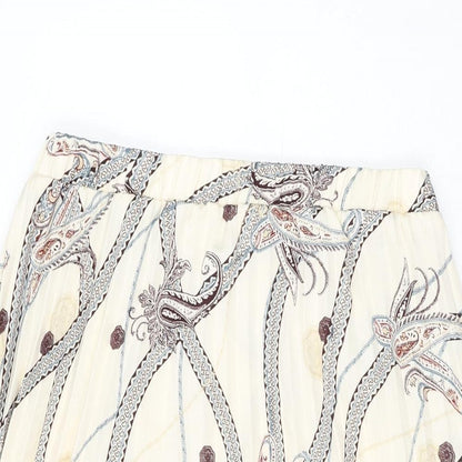 H&M Womens Ivory Geometric Polyester Swing Skirt Size 12