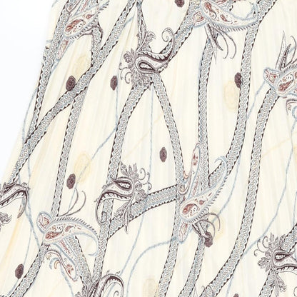 H&M Womens Ivory Geometric Polyester Swing Skirt Size 12