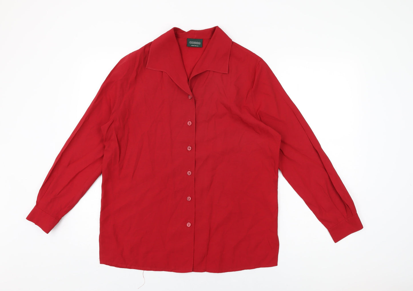 Womens UK Size 12 Canda Red Basic Button-Up