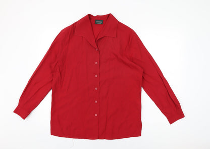 Womens UK Size 12 Canda Red Basic Button-Up