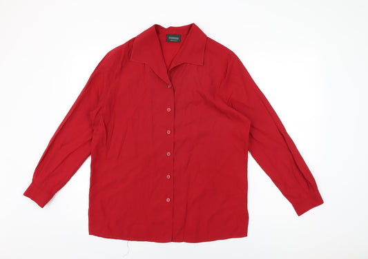 Womens UK Size 12 Canda Red Basic Button-Up