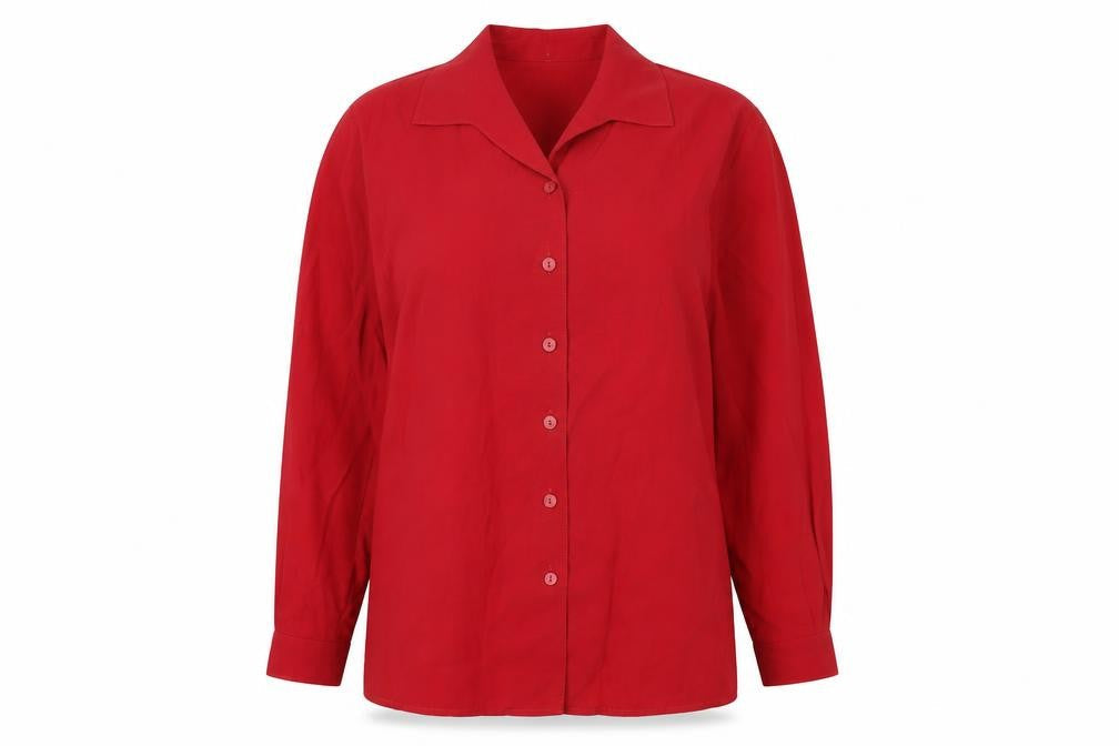 Womens UK Size 12 Canda Red Basic Button-Up