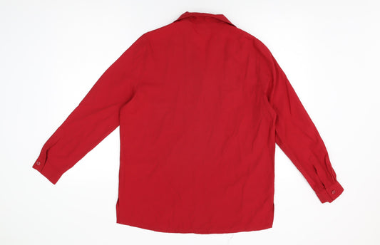 Womens UK Size 12 Canda Red Basic Button-Up