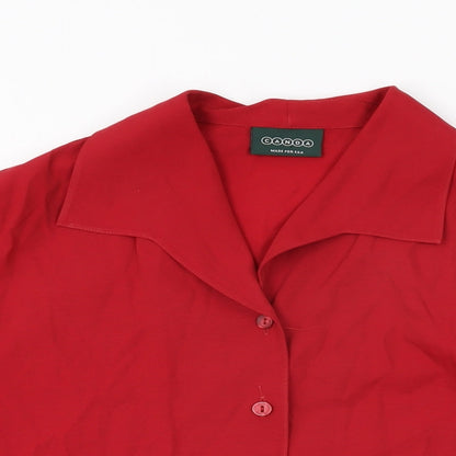 Womens UK Size 12 Canda Red Basic Button-Up
