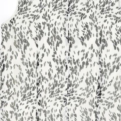 Bonmarché Womens White Geometric Polyester Shift Size 14 V-Neck Zip