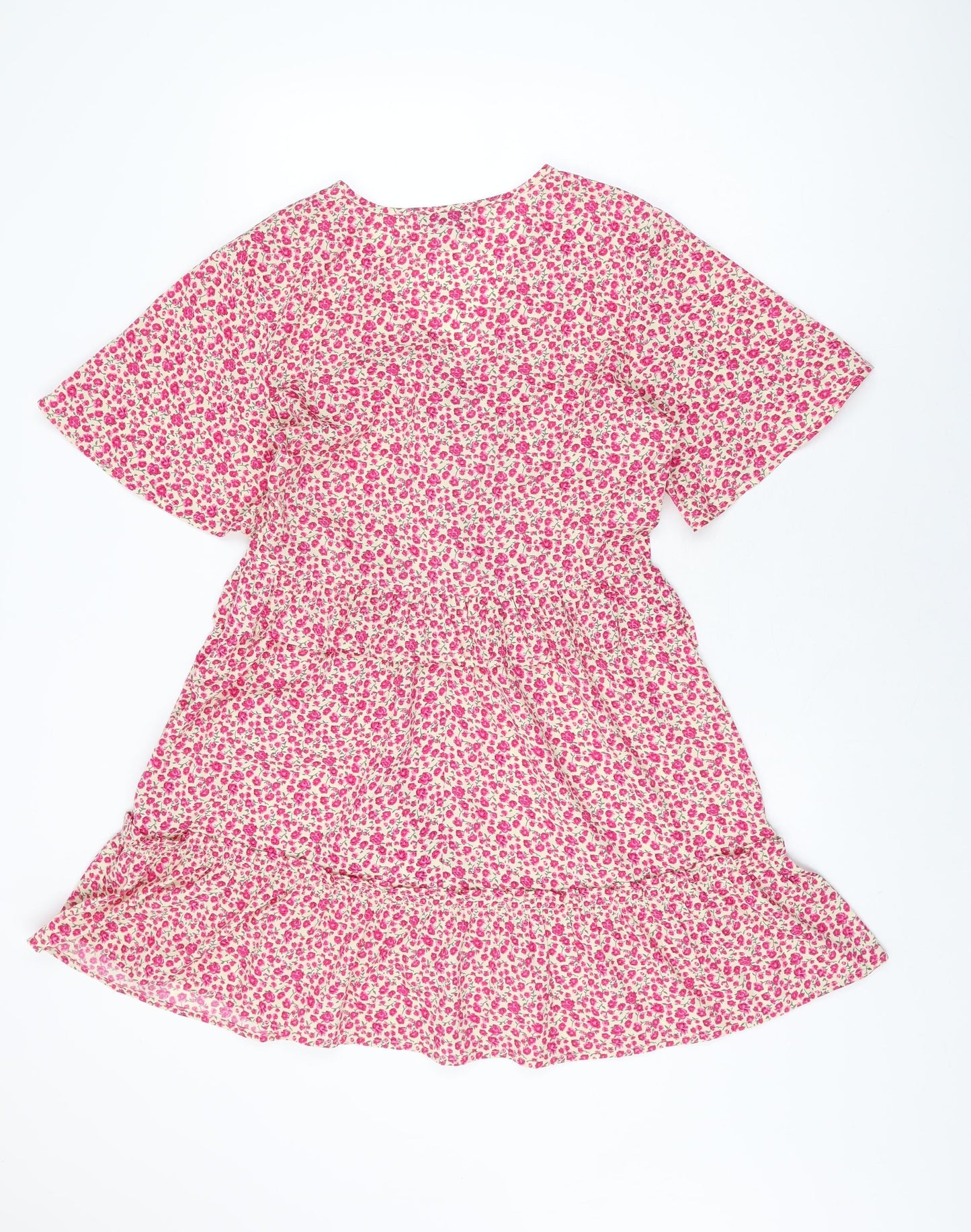 In the Style Womens Pink Floral Polyester Shift Size 12 V-Neck Zip