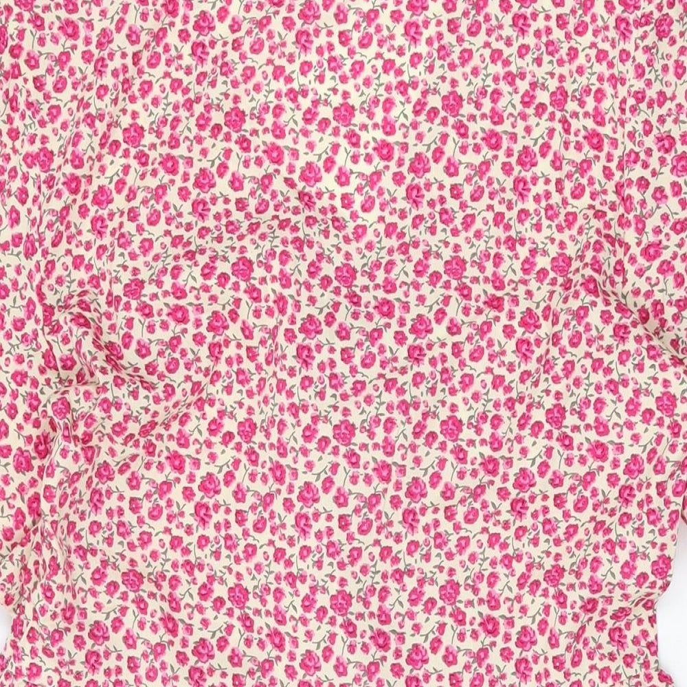 In the Style Womens Pink Floral Polyester Shift Size 12 V-Neck Zip