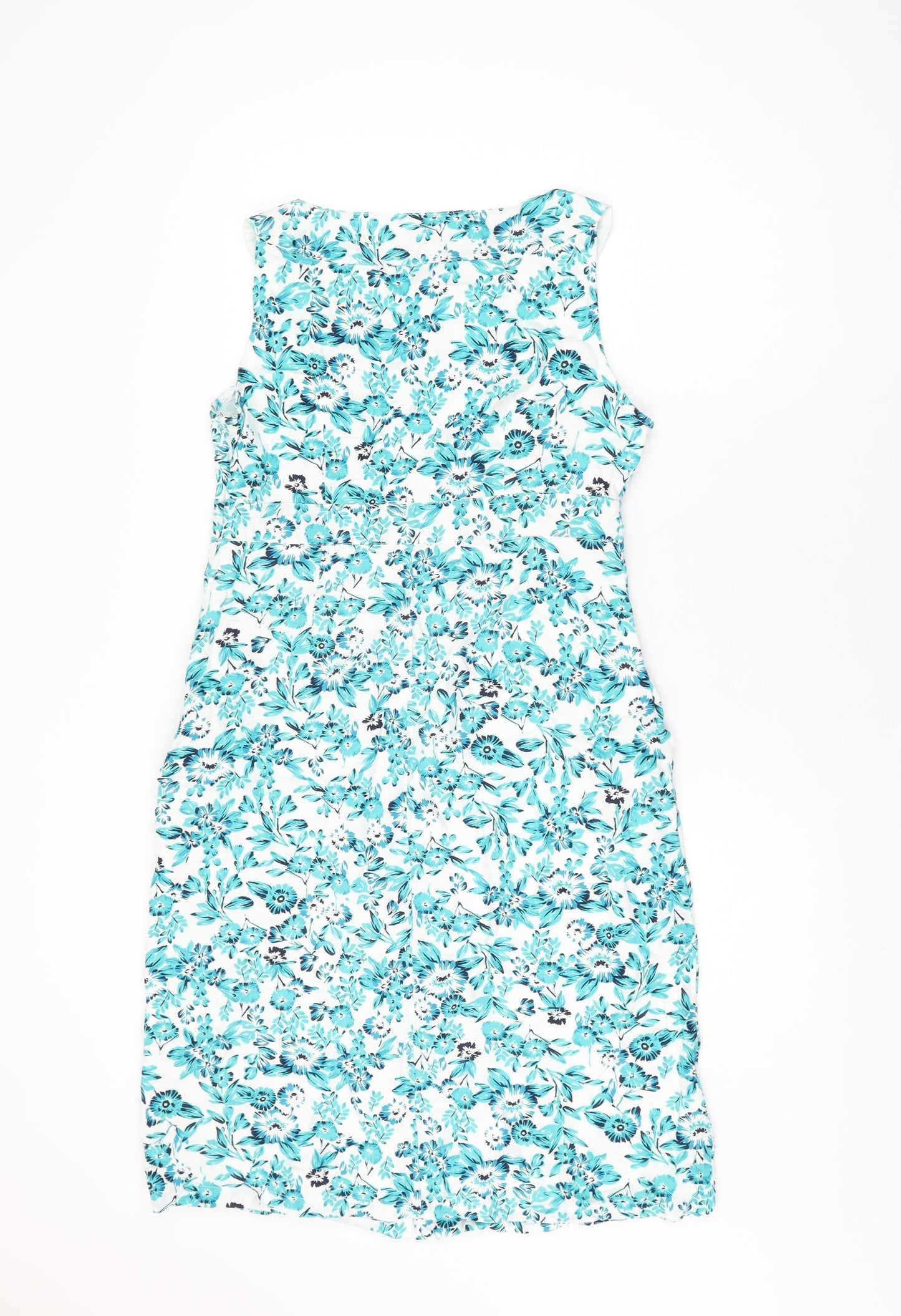 Maine Womens White Floral Cotton Bodycon Size 12 Round Neck Zip