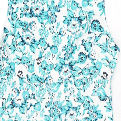 Maine Womens White Floral Cotton Bodycon Size 12 Round Neck Zip