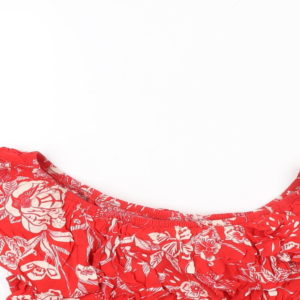 Womens UK Size 6 New Look Red Cropped T-Shirt