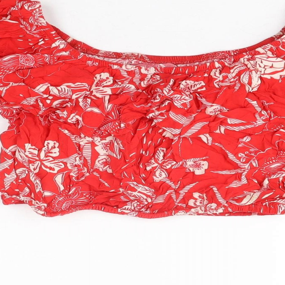Womens UK Size 6 New Look Red Cropped T-Shirt