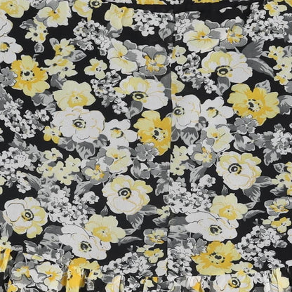 Marks and Spencer Womens Black Floral Polyester Skater Skirt Size 14