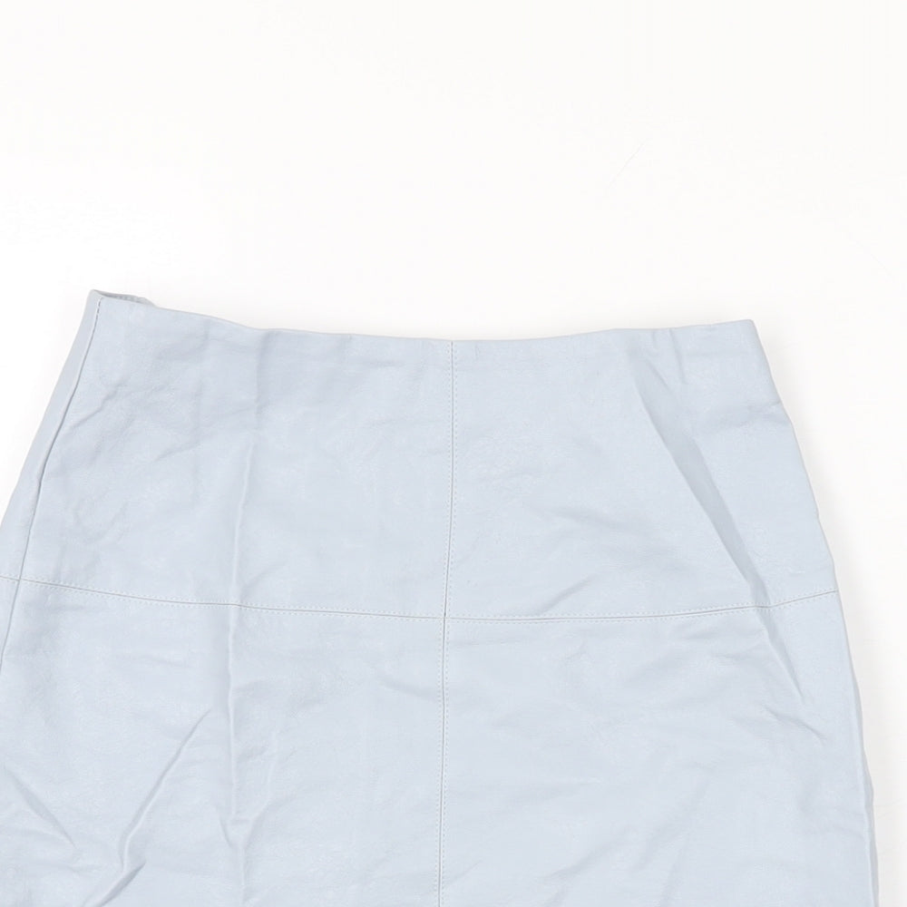 Missguided Womens Blue Polyurethane Mini Skirt Size 6 Zip