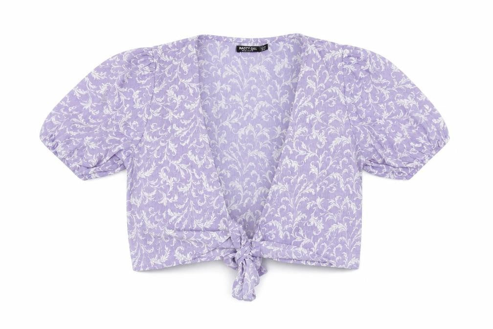 Womens UK Size 8 Nasty Gal Purple Wrap T-Shirt
