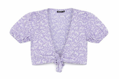 Womens UK Size 8 Nasty Gal Purple Wrap T-Shirt