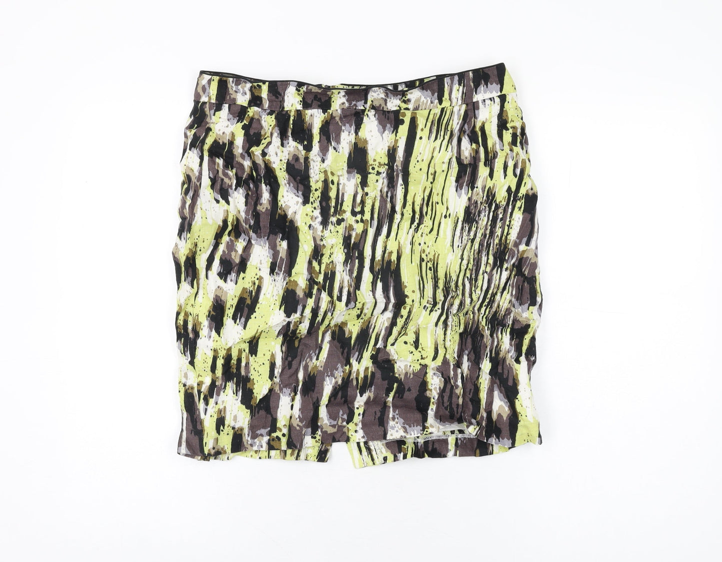 Marks and Spencer Womens Multicoloured Geometric Cotton Mini Skirt Size 14 Zip