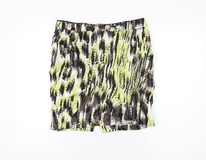 Marks and Spencer Womens Multicoloured Geometric Cotton Mini Skirt Size 14 Zip