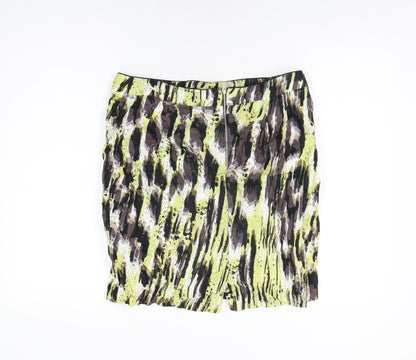 Marks and Spencer Womens Multicoloured Geometric Cotton Mini Skirt Size 14 Zip