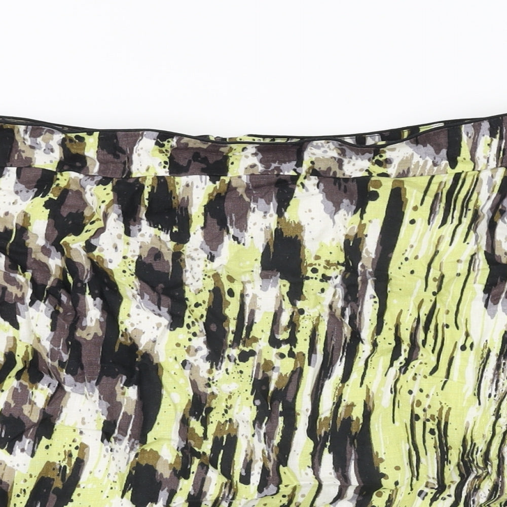 Marks and Spencer Womens Multicoloured Geometric Cotton Mini Skirt Size 14 Zip