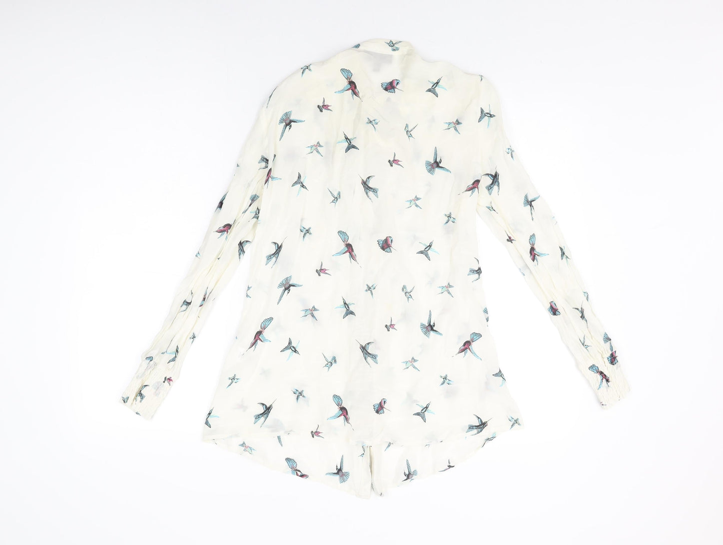 Womens UK Size 8 Warehouse Ivory Basic Button-Up