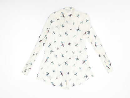 Womens UK Size 8 Warehouse Ivory Basic Button-Up