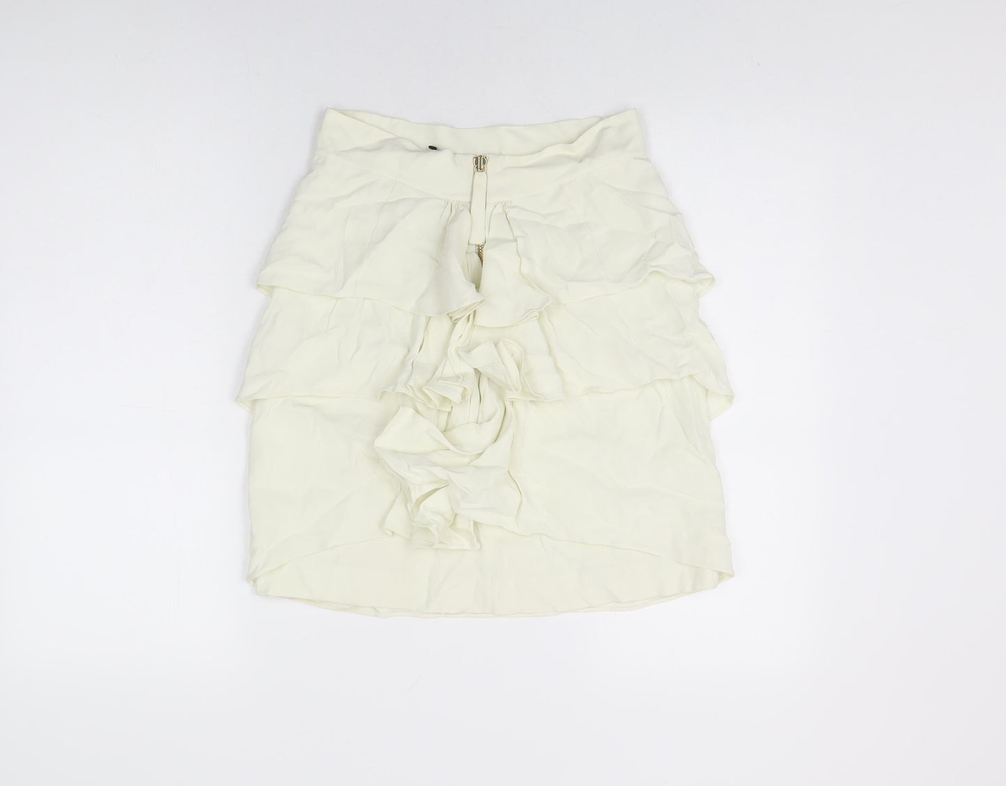 Temperley Womens Ivory Acetate A-Line Skirt Size 10 Zip