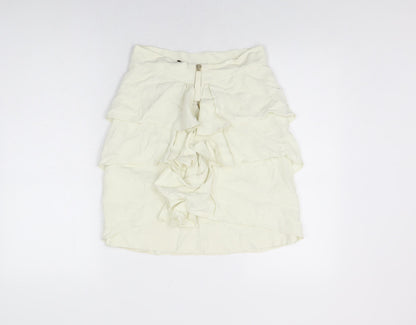 Temperley Womens Ivory Acetate A-Line Skirt Size 10 Zip