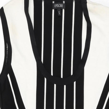 Episode Womens Black Geometric Viscose Bodycon Size M Scoop Neck Pullover