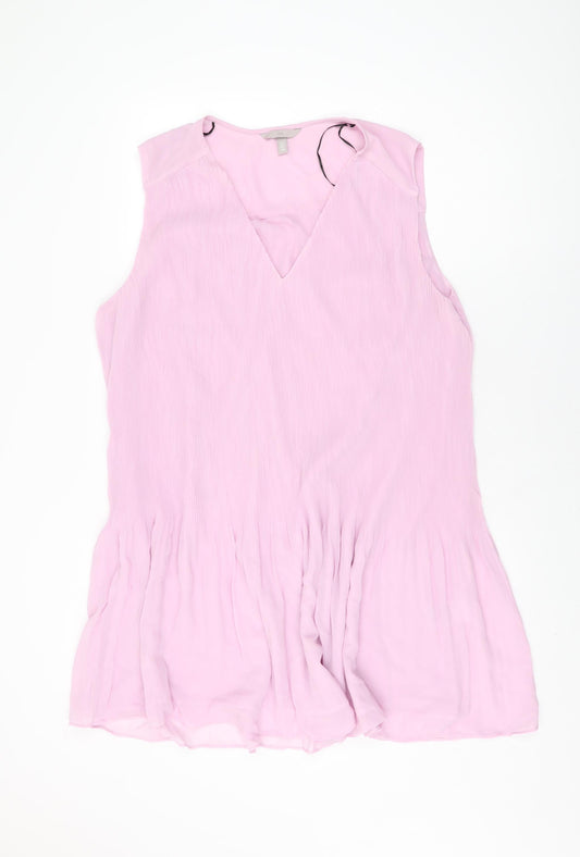 H&M Womens Pink Polyester Shift Size XL V-Neck Pullover