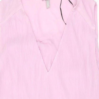 H&M Womens Pink Polyester Shift Size XL V-Neck Pullover