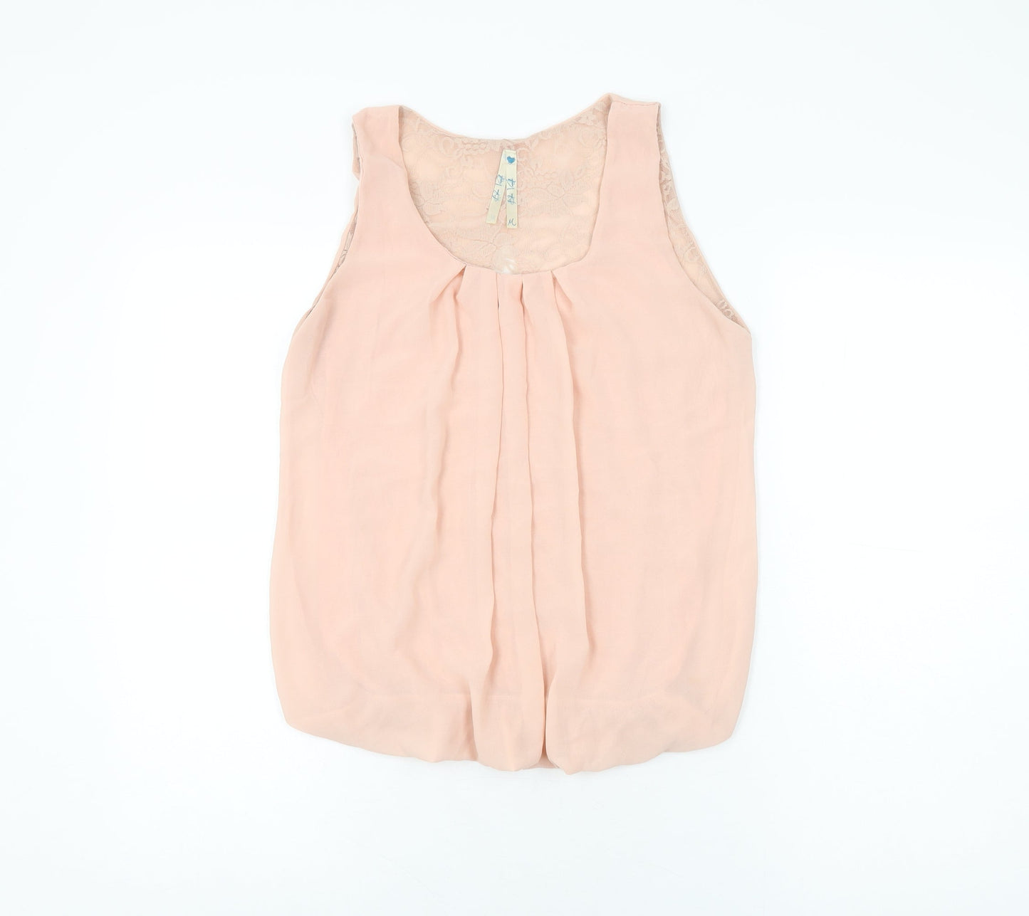 Blue Vanilla Womens Pink Polyester Basic Blouse Size M Round Neck