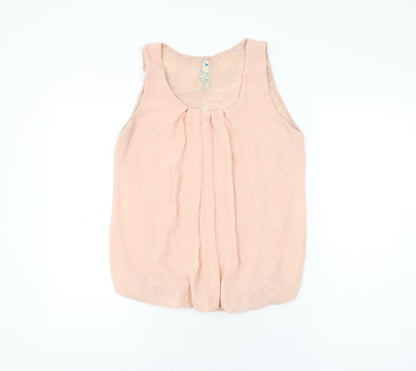 Blue Vanilla Womens Pink Polyester Basic Blouse Size M Round Neck