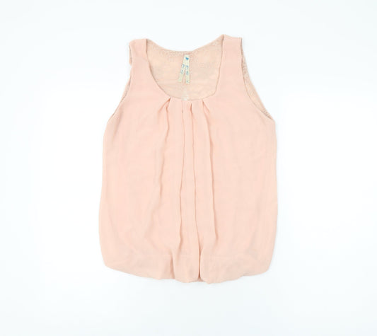 Blue Vanilla Womens Pink Polyester Basic Blouse Size M Round Neck