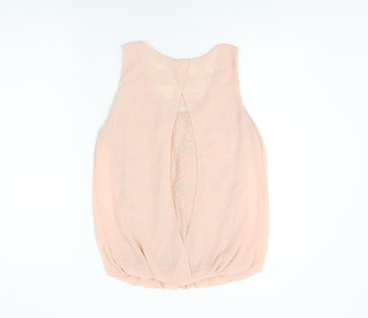 Blue Vanilla Womens Pink Polyester Basic Blouse Size M Round Neck