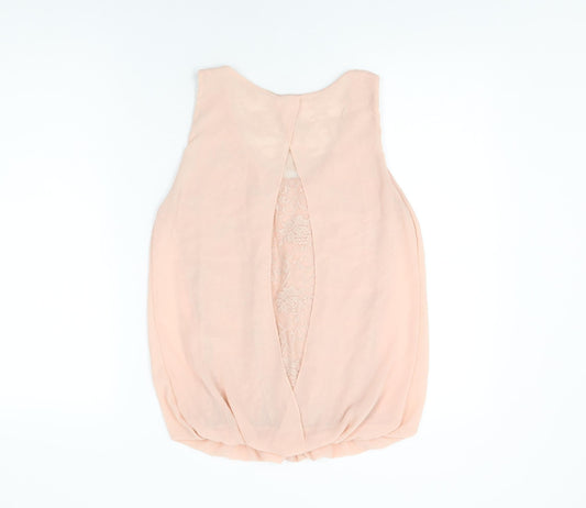 Blue Vanilla Womens Pink Polyester Basic Blouse Size M Round Neck