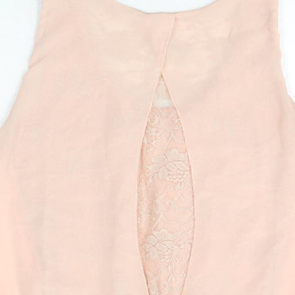 Blue Vanilla Womens Pink Polyester Basic Blouse Size M Round Neck