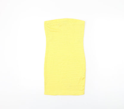 FOREVER 21 Womens Yellow Polyester Bodycon Size S Off the Shoulder Pullover