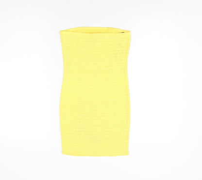 FOREVER 21 Womens Yellow Polyester Bodycon Size S Off the Shoulder Pullover