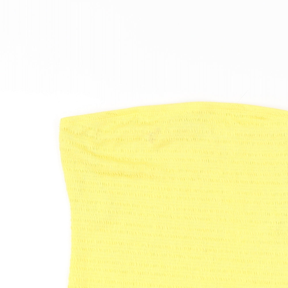 FOREVER 21 Womens Yellow Polyester Bodycon Size S Off the Shoulder Pullover