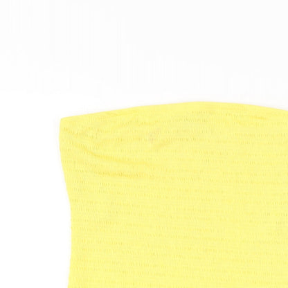 FOREVER 21 Womens Yellow Polyester Bodycon Size S Off the Shoulder Pullover